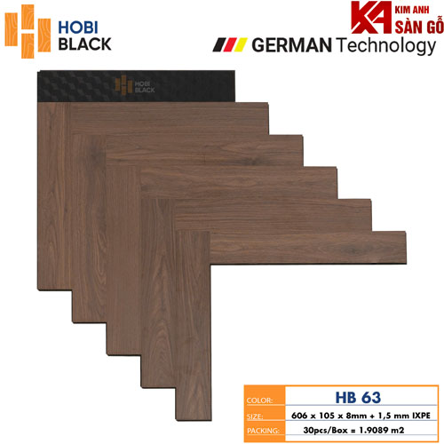 Sàn Gỗ Xương Cá Hobi 8mm+1,5 IXPE HB63